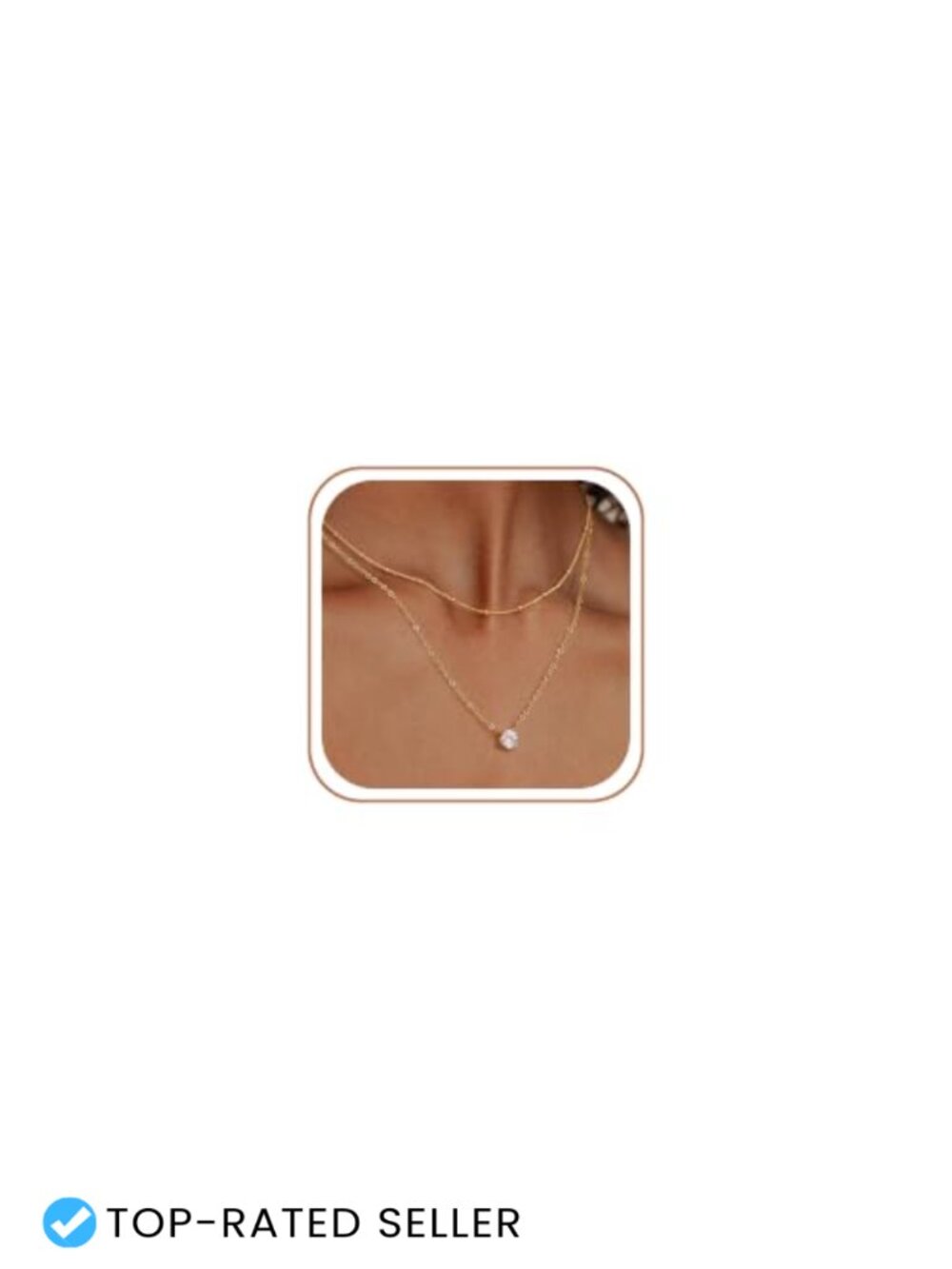 Layered Gold Necklace Set 14K Gold Plated CZ Pendant Lobster Clasp